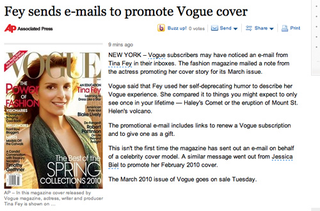 Illustration for article titled Not Necessarily The News: Vogue/Tina Fey Flubs Hit Wire Service